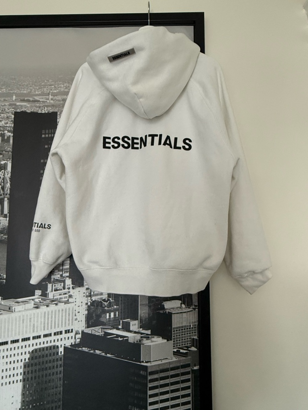 Essentials Women's White Oversized Zip Hoodie